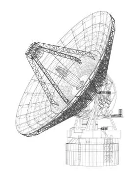 Radio Telescope concept outline. Vector 스톡 일러스트