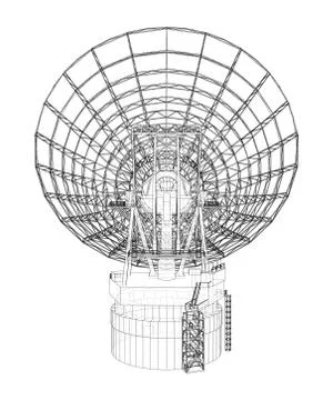 Radio Telescope concept outline. Vector Stock Illustration