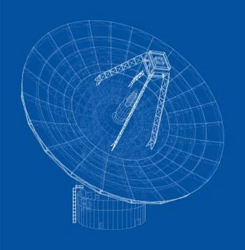 Radio Telescope concept outline. Vector Stock-Illustration