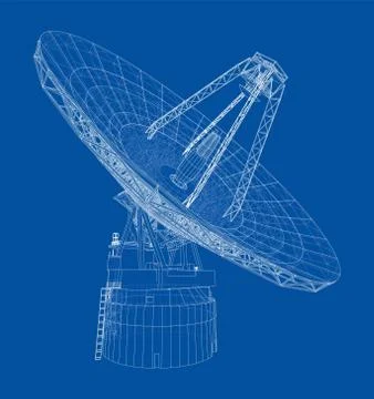 Radio Telescope concept outline. Vector Stock Illustration