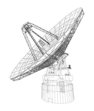 Radio Telescope concept outline. Vector 库存插图