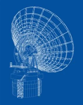 Radio Telescope concept outline. Vector 库存插图