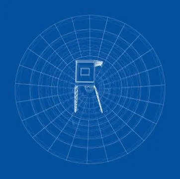 Radio Telescope concept outline. Vector Stock Illustration