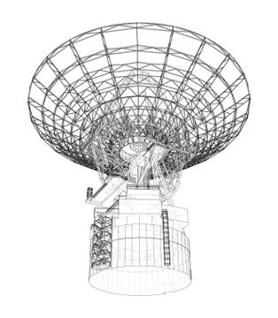 Radio Telescope concept outline. Vector Stock Illustration