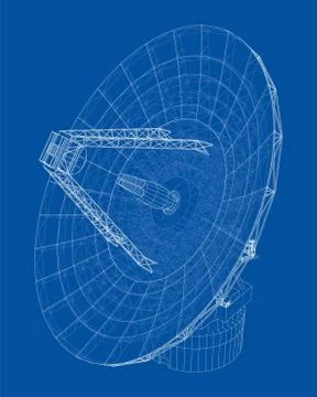 Radio Telescope concept outline. Vector 스톡 일러스트
