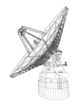 Radio Telescope concept outline. Vector Stock-Illustration