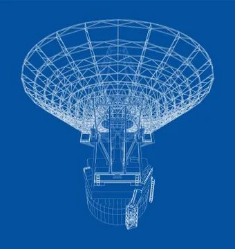 Radio Telescope concept outline. Vector Stock-Illustration