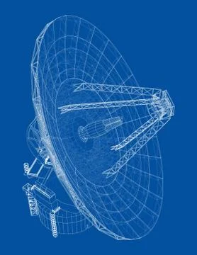 Radio Telescope concept outline. Vector 스톡 일러스트