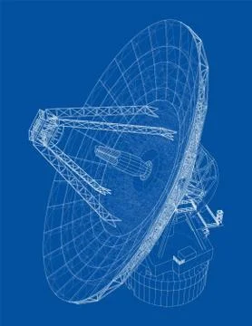 Radio Telescope concept outline. Vector 库存插图