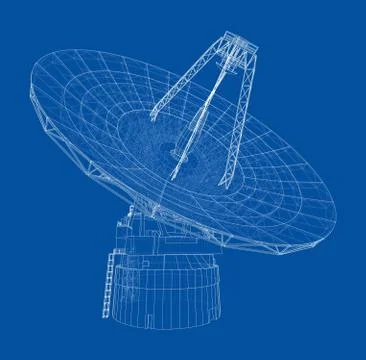 Radio Telescope concept outline. Vector 스톡 일러스트