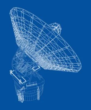 Radio Telescope concept outline. Vector Stock Illustration