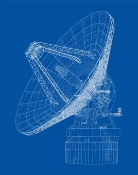 Radio Telescope concept outline. Vector Stock Illustration