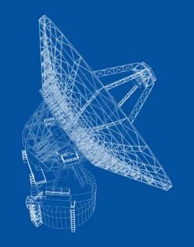 Radio Telescope concept outline. Vector Stock-Illustration