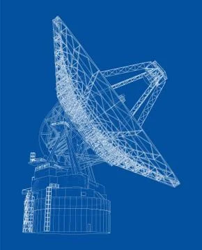 Radio Telescope concept outline. Vector Stock Illustration