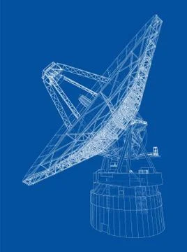 Radio Telescope concept outline. Vector Stock Illustration