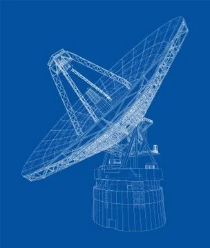 Radio Telescope concept outline. Vector Stock Illustration