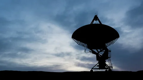 Radio telescope at dawn. Time apse Stock Footage 267462747