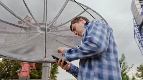 Radio telescope designer developing concepts and designing new types of Stock Footage 303562372