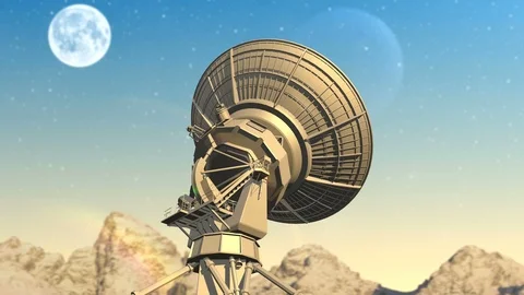 Radio telescope explores evening sky Video stock 93036189