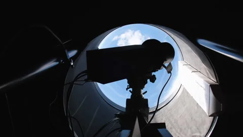Radio telescope in the observatory tower Stock Footage 253624601