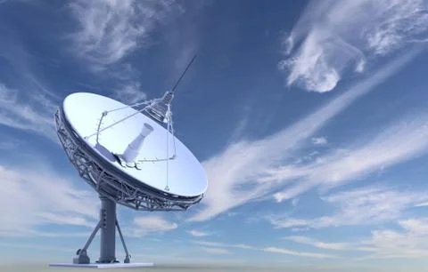 Radio telescope on sky background Stock Illustration