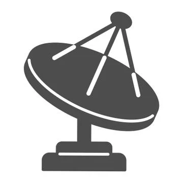 Radio telescope solid icon, space concept, satellite dish sign on white Stock Illustration