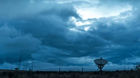 Radio Telescope Storm Clouds Stock Footage 71156875