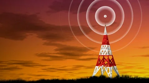 Radio Tower with alpha matte Stock Footage 12390788
