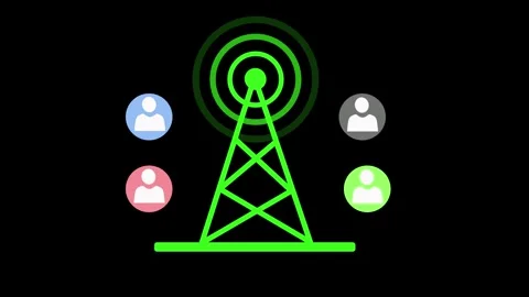 Radio Tower and User Connectivity Animated, Wireless Communication Tower Si.. Stock Footage 310574481
