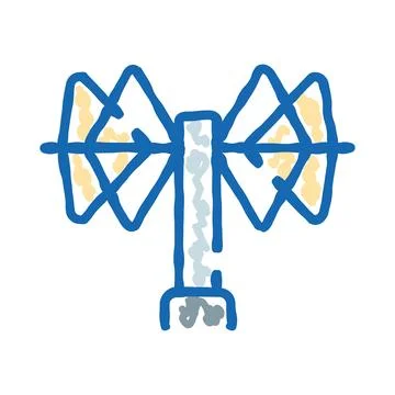 Radio tower antenna transmitting communication signal doodle Stock Illustration