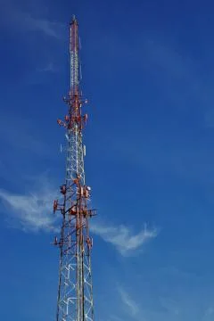 Radio tower blue sky Stock Photos