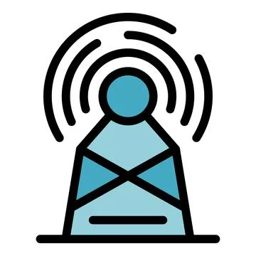 Radio tower broadcasting electromagnetic waves for communication Stock Illustration