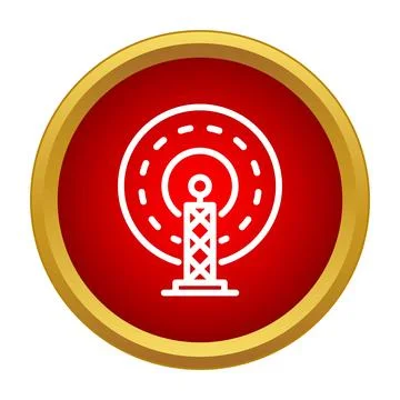 Radio tower broadcasting signal waves icon Stock Illustration