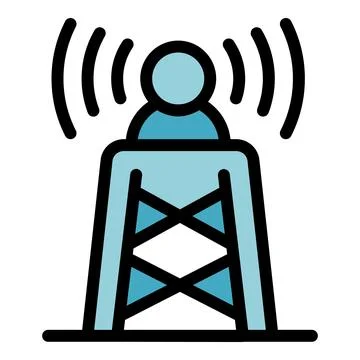 Radio tower broadcasting signals for communication and connectivity Stock Illustration