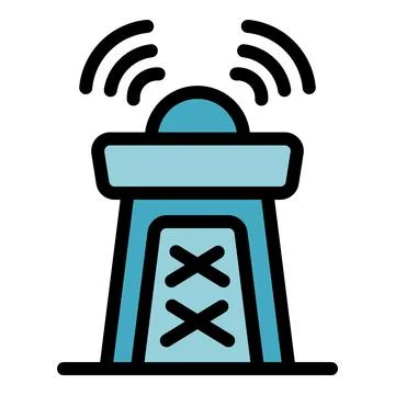 Radio tower broadcasting signals, wireless communication technology Stock Illustration