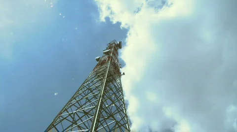 Radio Tower clouds flyby - Timelapse Stock Footage