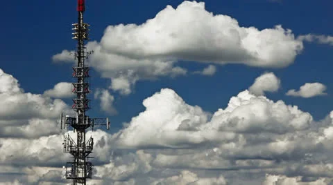 Radio tower with clouds Stock Footage 24710612