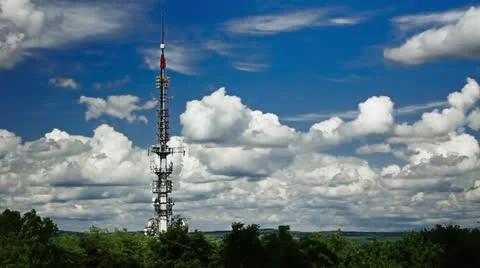 Radio tower with clouds Stock Footage 24710629
