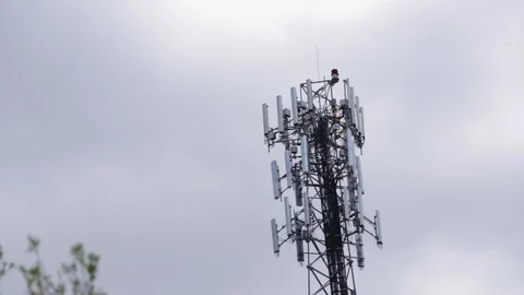 Radio Tower Cloudy Day Sequence Up and Down Stock Footage 74597347
