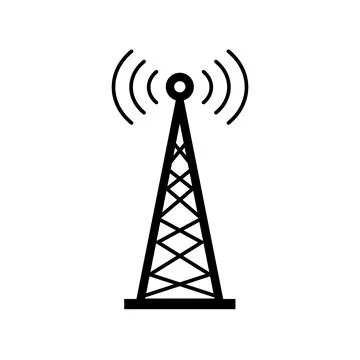 Radio tower icon. Cellular communication tower and cellular radio waves. Ve.. Stock Illustration