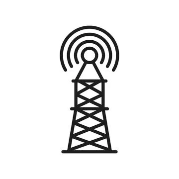 Radio tower icon in flat style. Telecom antenna vector illustration on isol.. Stock Illustration