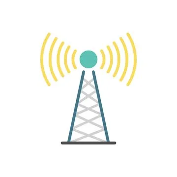 Radio tower icon in flat style. Telecom antenna vector illustration on isol.. Stock Illustration