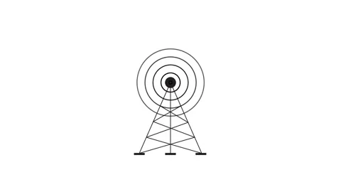 Radio tower signal waves, frequency circles animation Stock Footage 320948300