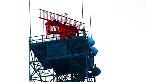 Radio Tower Spins In Sky Stock Footage 78948384