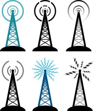 Radio tower symbols Stock Illustration