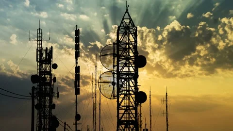 Radio Tower Telecommunication, Reception Send Networking Cellular Channel. Vídeos de archivo 195086071