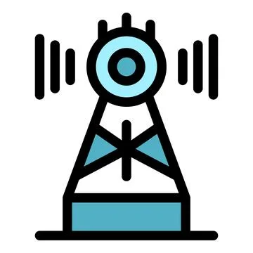 Radio tower transmitting signals, wireless communication infrastructure Stock Illustration