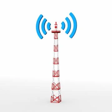 Radio Tower.Isolated on gray background. 3d rendering Stock Illustration