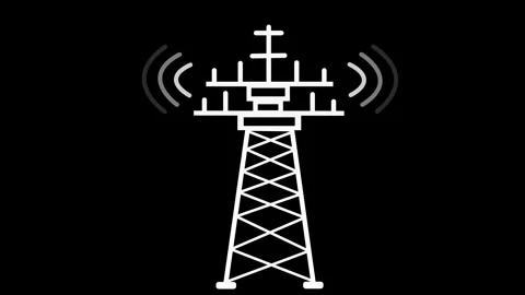 Radio transmission tower icon with wireless signal animation Vidéo 335118539