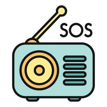 Radio transmitting sos distressed emergency signal broadcast Stock-Illustration